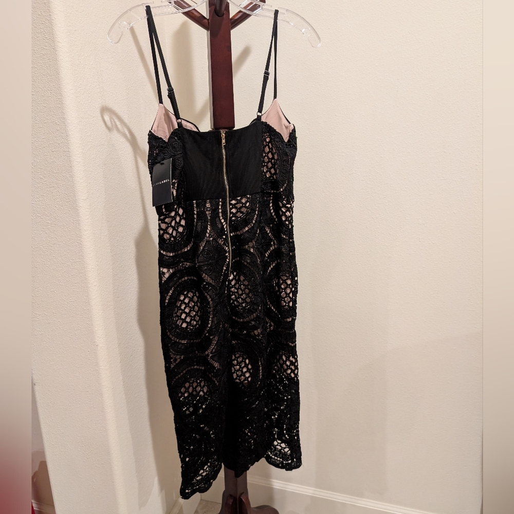 J Lux Label Black Lace Spaghetti Strap Plunge Dress, Size M - NEW - Picture 12 of 13